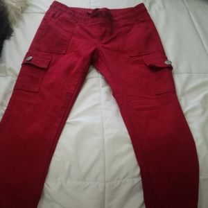 Red cargo pants